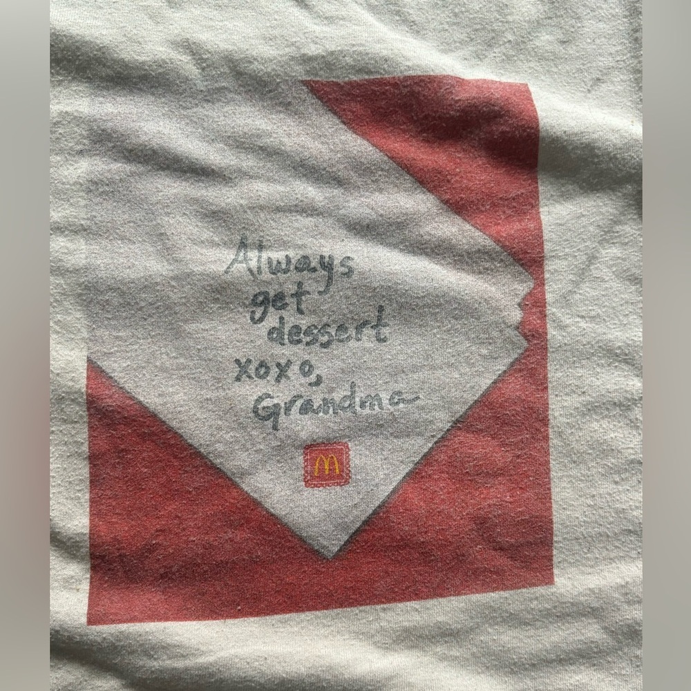 McDONALD'S Limited Edition Grandma Always Get Dessert XOXO Crew T-Shirt XL